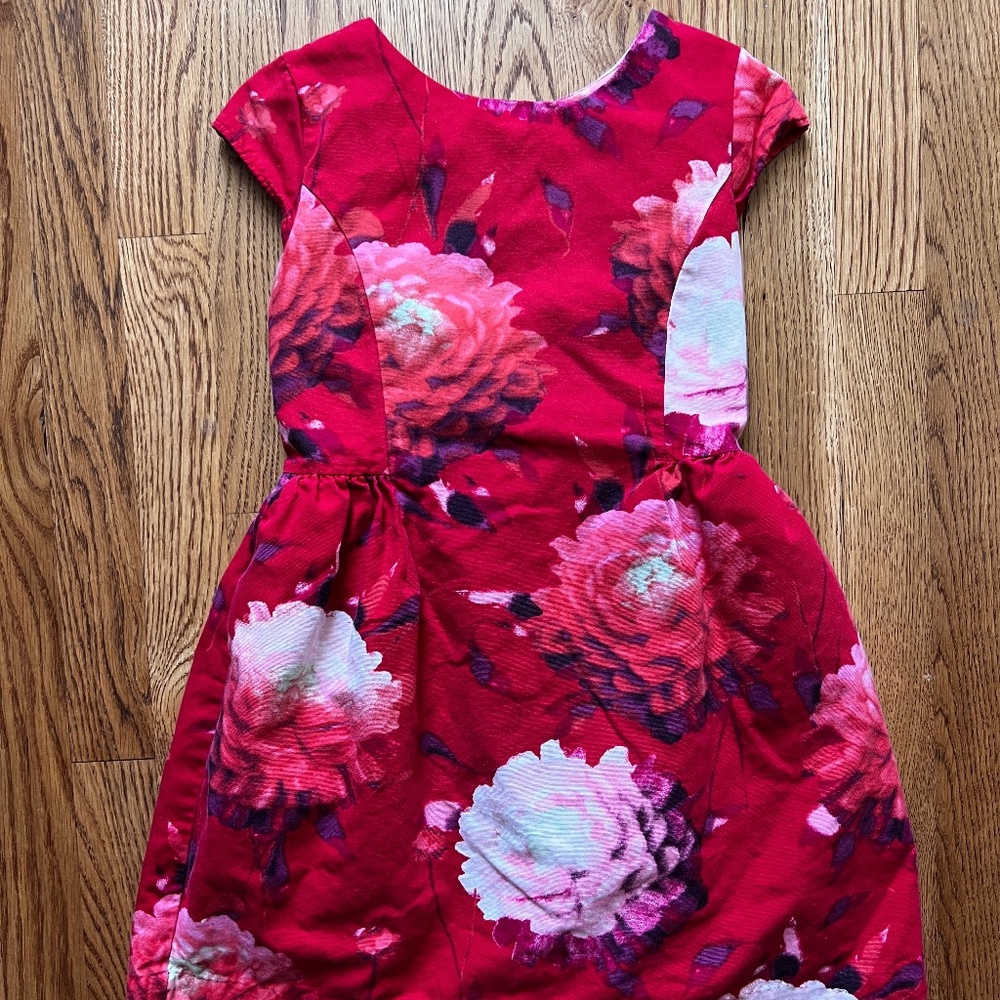 Gap Kids Red Floral Holiday Dress, Girls Size 8